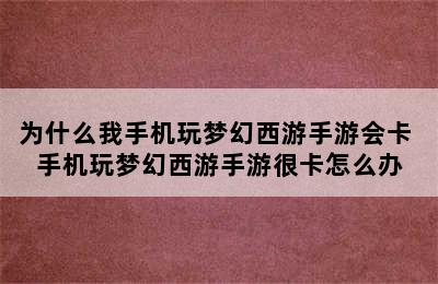 为什么我手机玩梦幻西游手游会卡 手机玩梦幻西游手游很卡怎么办